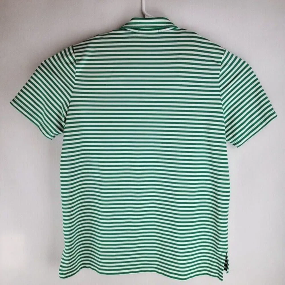 RLX Ralph Lauren Mens Size Large Green Golf Striped Ryder Cup 2012 Logo Polo